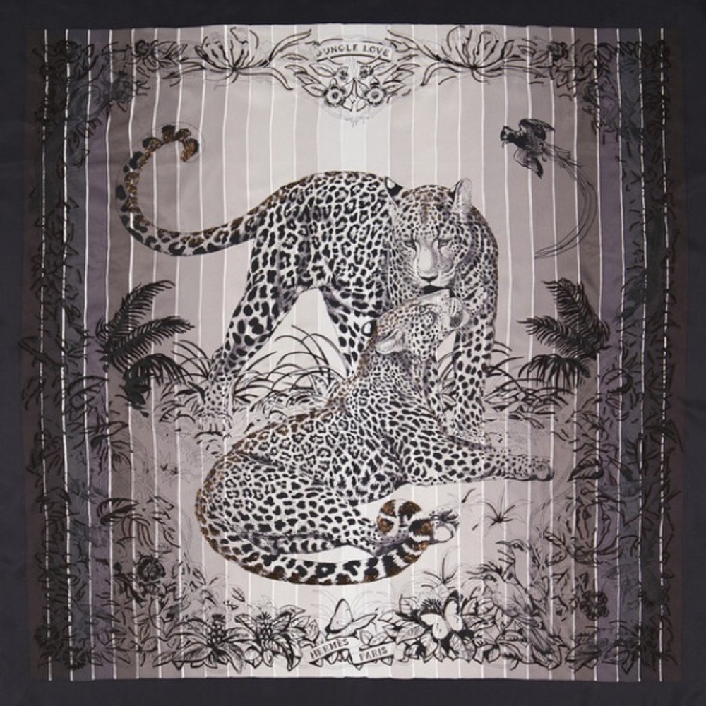 Hermes Jungle Love Scarf with Leopard Design